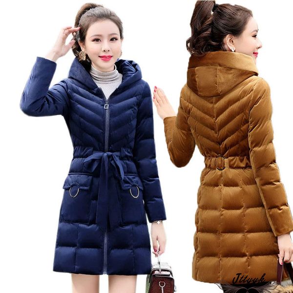 2019 new winter women parkas gold velvet cotton padded jacket hooded warm cotton coat women slim thick outwear overcoat f1543, Black
2019 new winter women parkas gold velvet cotton padded jacket hooded warm cotton coat women slim thick outwear overcoat f1543, Black