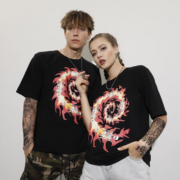 2020 spring and summer new punk style rock printed cotton t-shirt men and women with the same short-sleeved round neck t-shirt, White;black
2020 spring and summer new punk style rock printed cotton t-shirt men and women with the same short-sleeved round neck t-shirt, White;black