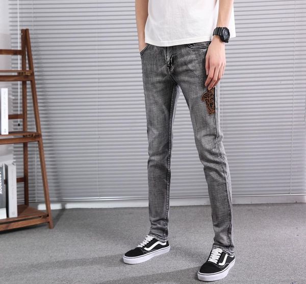 summer french solid classic style bule ff luxury jeans slim fit motorcycle biker denim men's fashion designer jeans size 29-38, Blue
summer french solid classic style bule ff luxury jeans slim fit motorcycle biker denim men's fashion designer jeans size 29-38, Blue