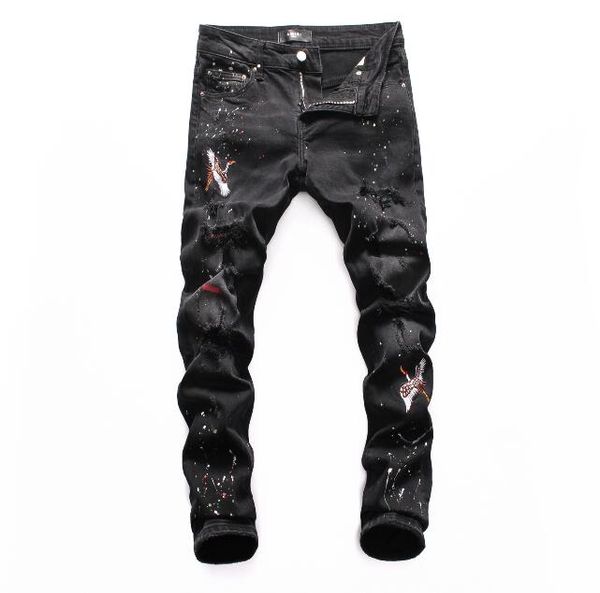 2020 fashion ripped straight jeans men slim printed jeans men's tide brand hole denim fabric hip hop swag pants casual mens#h088, Blue
2020 fashion ripped straight jeans men slim printed jeans men's tide brand hole denim fabric hip hop swag pants casual mens#h088, Blue