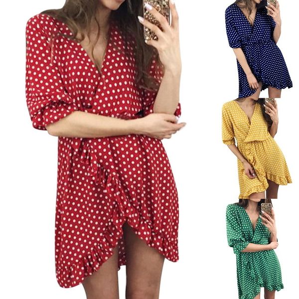 brand ruffles women dress dot printed v-neck female summer dress summer ladies mini dress party vestidos, Black;gray
brand ruffles women dress dot printed v-neck female summer dress summer ladies mini dress party vestidos, Black;gray