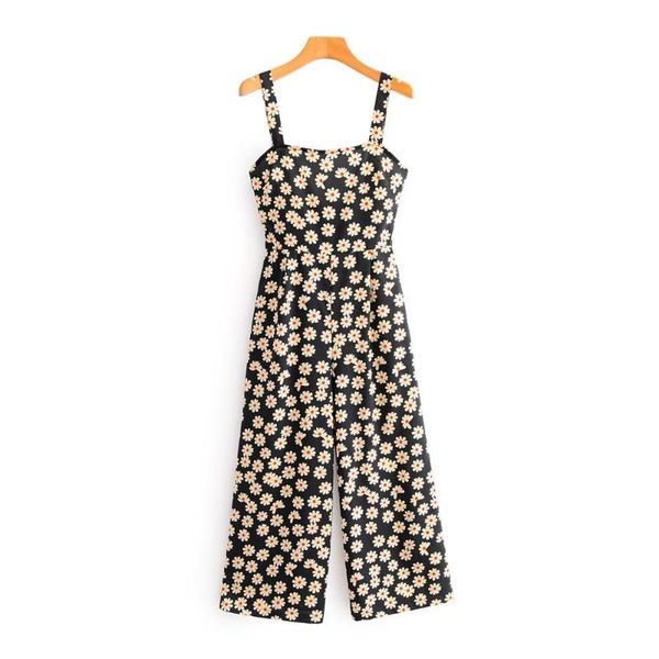 2020 new sling print slim slimming jumpsuit, Black;white