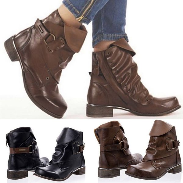 ladies women leather buckle ankle boots heel boots large size side zipper casual shoes short thick with heel platform, Black
ladies women leather buckle ankle boots heel boots large size side zipper casual shoes short thick with heel platform, Black