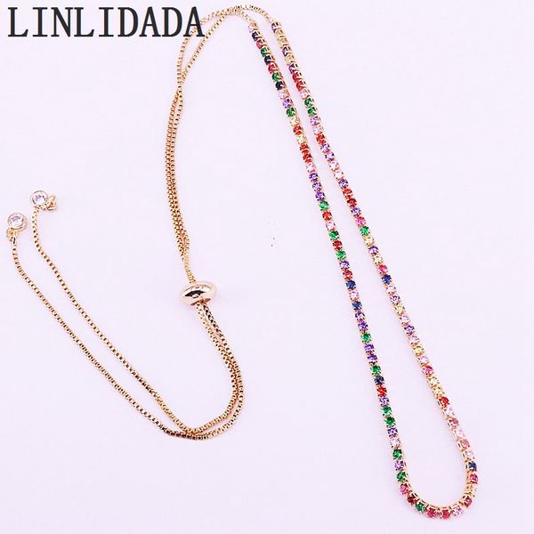 gold color necklace with sparkling rainbow cz tennis chain colorful zirconia charm chain adjustable necklace, 5pcs, Silver
gold color necklace with sparkling rainbow cz tennis chain colorful zirconia charm chain adjustable necklace, 5pcs, Silver