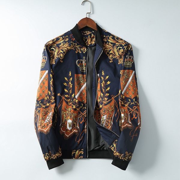 2019 new winter men's jacket youth trends in europe and america crown floral print baseball thin coat collar men, Black;brown
2019 new winter men's jacket youth trends in europe and america crown floral print baseball thin coat collar men, Black;brown