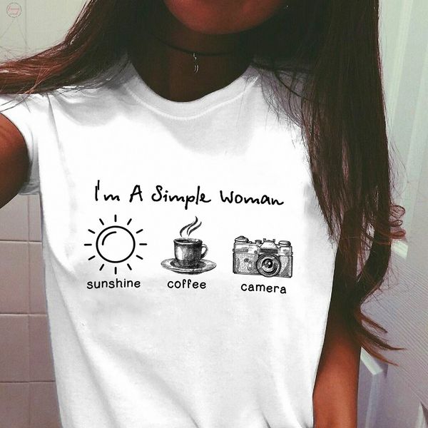 im простой женщина саншайн кофе и камера белой рубашки женской crew neck t shirt grunge белье эстетической слоган camiseta тройники tops, White
im простой женщина саншайн кофе и камера белой рубашки женской crew neck t shirt grunge белье эстетической слоган camiseta тройники tops, White