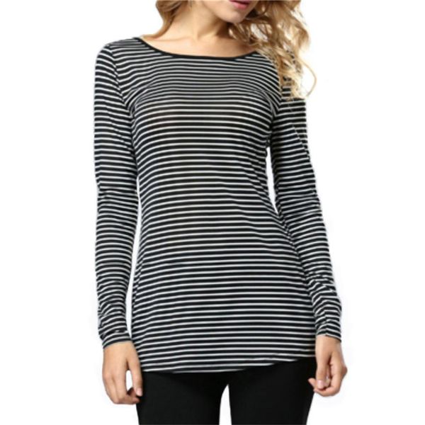 womens designer back cross t-shirt round neck long sleeve striped sweater womenx3mc, Black;brown
womens designer back cross t-shirt round neck long sleeve striped sweater womenx3mc, Black;brown