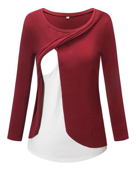 maternity blouse maternity clothing women long sleeve comfy layered nursing t-shirt for breastfeeding, White
maternity blouse maternity clothing women long sleeve comfy layered nursing t-shirt for breastfeeding, White