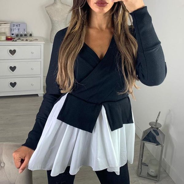 v2020 korean autumn ruffles female t shirts long sleeve v-neck women new style patchwork camisetas, White
v2020 korean autumn ruffles female t shirts long sleeve v-neck women new style patchwork camisetas, White
