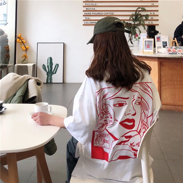 2019 new style spring summer hip hop women's dress korean-style fashion loose-fit versatile cartoon lettered embroidered short s, White
2019 new style spring summer hip hop women's dress korean-style fashion loose-fit versatile cartoon lettered embroidered short s, White