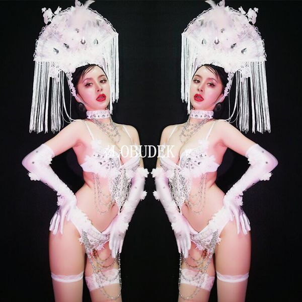 bar nightclub party show dance costume dj singer model catwalk stage wear vintage lace bikini white tassel headdress set, Black;red
bar nightclub party show dance costume dj singer model catwalk stage wear vintage lace bikini white tassel headdress set, Black;red