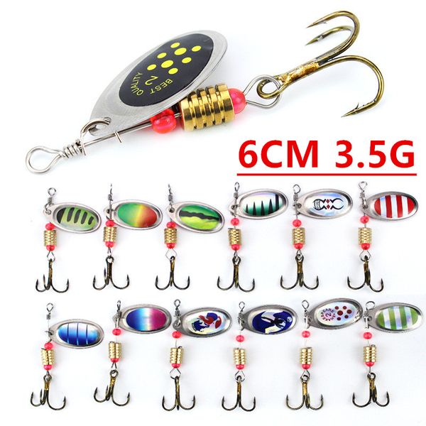 10pcs multicolor 6cm 3.5g spinner fishing hooks fishhooks 6# hook metal baits & lures artificial bait pesca fishing tackle accessories d-001
10pcs multicolor 6cm 3.5g spinner fishing hooks fishhooks 6# hook metal baits & lures artificial bait pesca fishing tackle accessories d-001