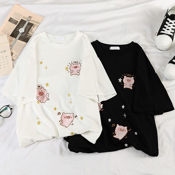 korean kawaii cartoon embroidery short sleeve t-shirts women summer casual t shirt harajuku 90s girl tshirt white black tee
korean kawaii cartoon embroidery short sleeve t-shirts women summer casual t shirt harajuku 90s girl tshirt white black tee