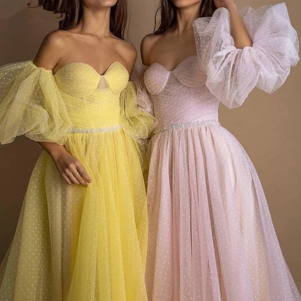 bright yellow prom dress 2020 pink dot tulle a-line long party dress formal latter sleeves elegant evening dresses vestido, Black;red
bright yellow prom dress 2020 pink dot tulle a-line long party dress formal latter sleeves elegant evening dresses vestido, Black;red