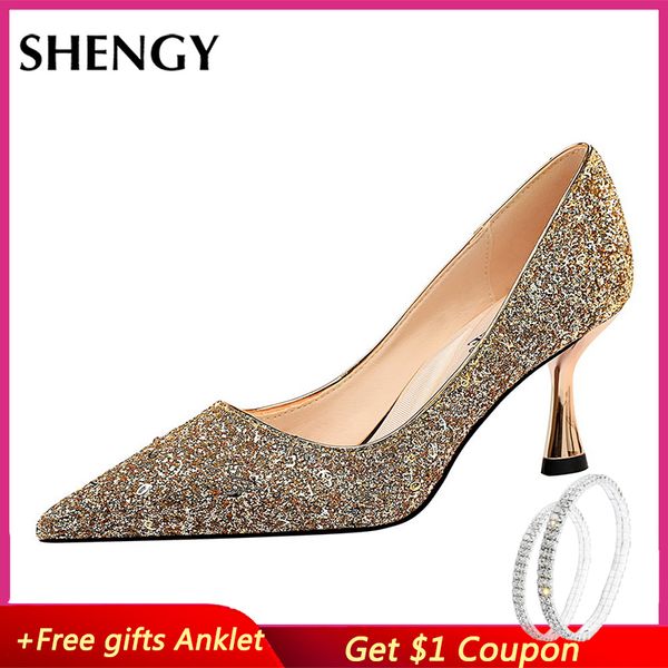 2020 shengy casual nightclub spring autumn bling high heels women fashion high heels 7cm pumps party shoes, Black
2020 shengy casual nightclub spring autumn bling high heels women fashion high heels 7cm pumps party shoes, Black