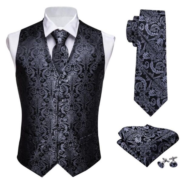 men's vests designer mens classic black paisley jacquard folral silk waistcoat handkerchief tie vest suit pocket square set barry.wang, Black;white
men's vests designer mens classic black paisley jacquard folral silk waistcoat handkerchief tie vest suit pocket square set barry.wang, Black;white
