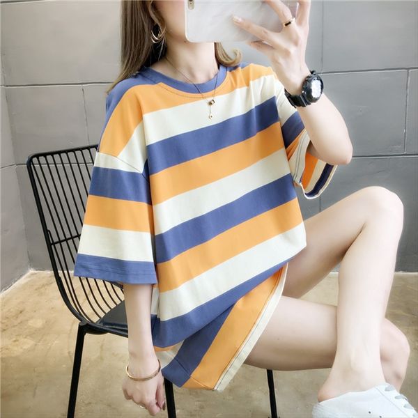 striped super t-shirt couple outfit couple dress fire ins polyester women's short sleeve t-shirt top, White
striped super t-shirt couple outfit couple dress fire ins polyester women's short sleeve t-shirt top, White