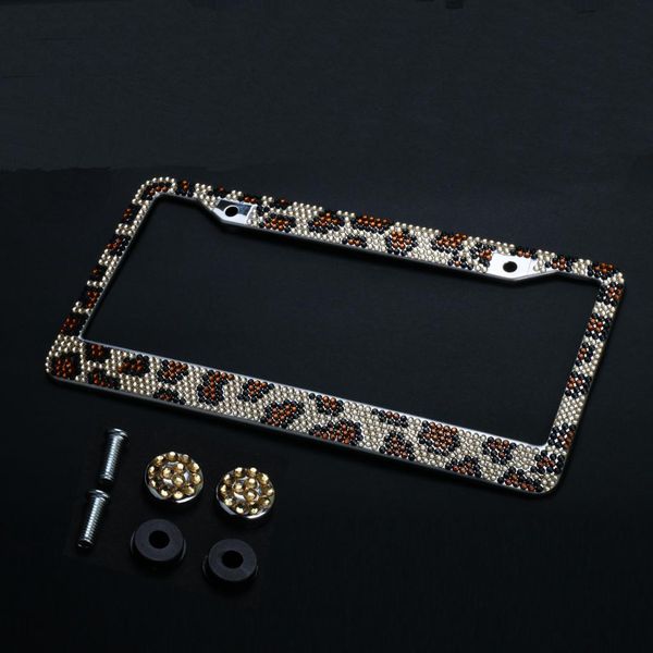 auto leopard license plate frame handcraft bling rhinestone diamond aluminum chrome body car crystal cap screw fasteners
auto leopard license plate frame handcraft bling rhinestone diamond aluminum chrome body car crystal cap screw fasteners