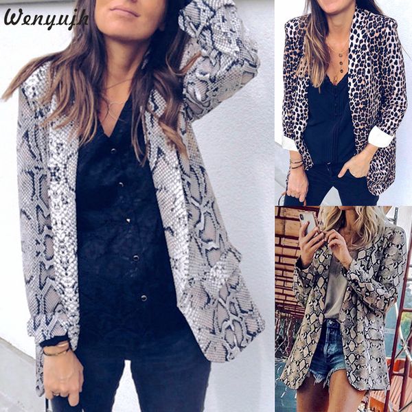 wenyujh 2019 women leopard snake print blazer long sleeve notched collar pockets suits blazer female coat outerwear, White;black
wenyujh 2019 women leopard snake print blazer long sleeve notched collar pockets suits blazer female coat outerwear, White;black