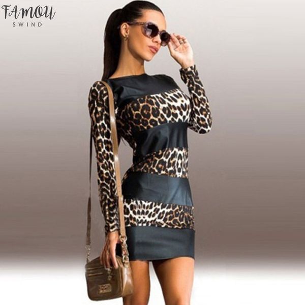 women bodycon dress leopard leather splice long sleeve o-neck mini club dresses lady club evening party dress clothes, Black;gray
women bodycon dress leopard leather splice long sleeve o-neck mini club dresses lady club evening party dress clothes, Black;gray