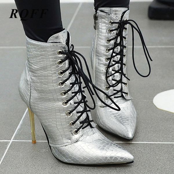 silvery autumn ankle boots women plus big size 12 thin super high heels shoes woman fashion strip leopard gold boot pointed, Black
silvery autumn ankle boots women plus big size 12 thin super high heels shoes woman fashion strip leopard gold boot pointed, Black