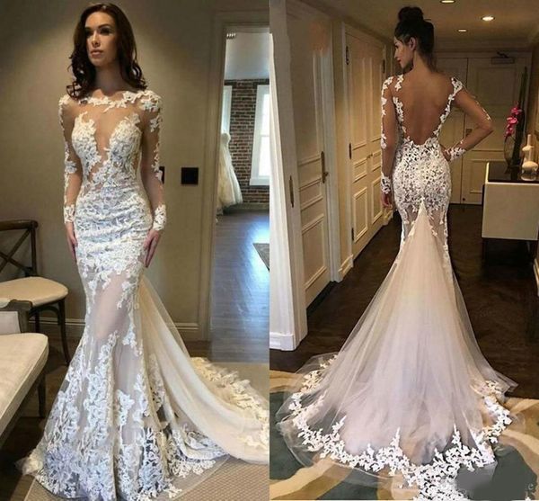 modest backless mermaid wedding dresses lace applique 2020 sweep train sheer neck illusion wedding gowns vestido de novia, White
modest backless mermaid wedding dresses lace applique 2020 sweep train sheer neck illusion wedding gowns vestido de novia, White