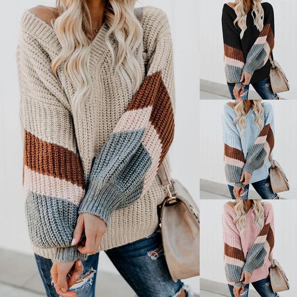 autumn winter women causal color block lantern sleeve v neck loose sweater knitted fabric polyester spandex women's sweater, White;black
autumn winter women causal color block lantern sleeve v neck loose sweater knitted fabric polyester spandex women's sweater, White;black