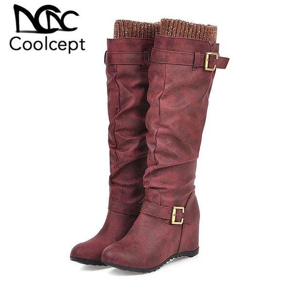 coolcept women knee high boots winter fur warm inside hidden heels wedges shoes women metal buckle casual long boots size 33-43, Black
coolcept women knee high boots winter fur warm inside hidden heels wedges shoes women metal buckle casual long boots size 33-43, Black