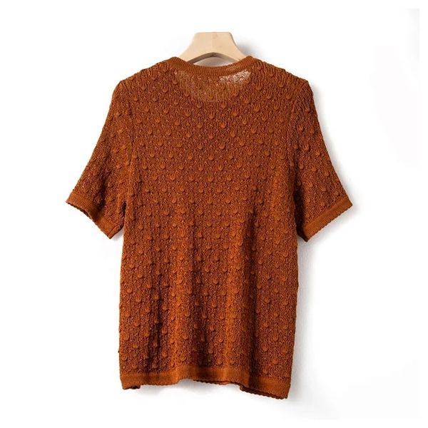 2020 new summer women knitted t shirt lady elegant o-neck hook knit short-sleeved sweater shirt femme tee pullover knitwear, White
2020 new summer women knitted t shirt lady elegant o-neck hook knit short-sleeved sweater shirt femme tee pullover knitwear, White