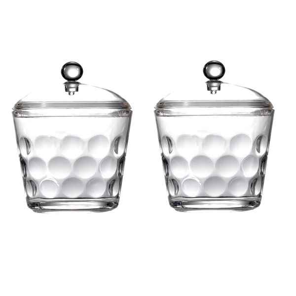 2-pack clear acrylic cotton ball and swab holder with lid, dispenser storage jars for bedroom, cosmetics, bathroom 
2-pack clear acrylic cotton ball and swab holder with lid, dispenser storage jars for bedroom, cosmetics, bathroom