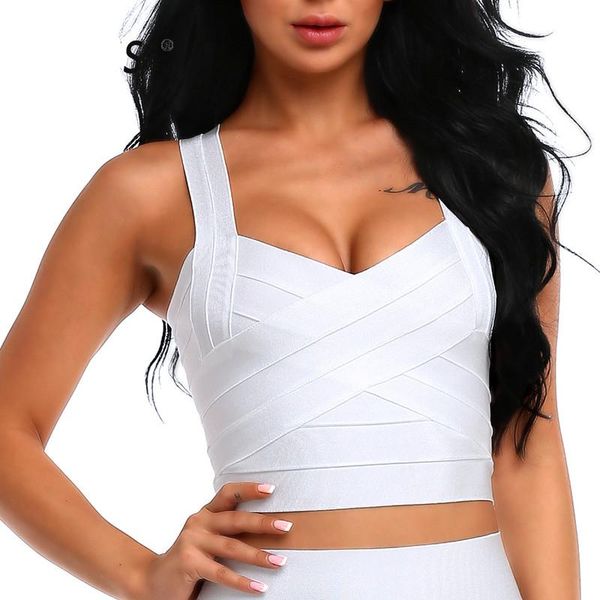 new bandage women summer crop elastic spaghetti strap tank v -neck lady 's camis vest casual, White
new bandage women summer crop elastic spaghetti strap tank v -neck lady 's camis vest casual, White