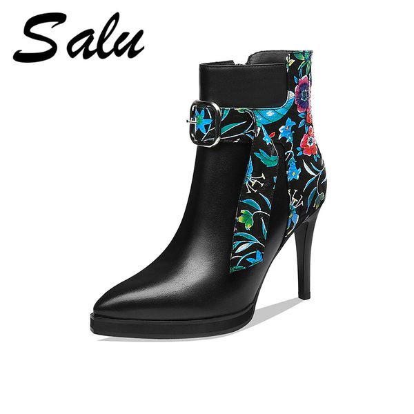 salu boots women elegant thin high heels party wedding shoes woman genuine leather pointed toe zipper basic ankle boots, Black
salu boots women elegant thin high heels party wedding shoes woman genuine leather pointed toe zipper basic ankle boots, Black