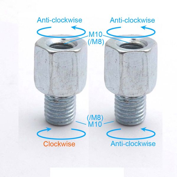 1 pair scooter motorcycle rear mirror adapters m10 10mm m8 8mm anti-clockwise clockwise left right hand thread changing screw
1 pair scooter motorcycle rear mirror adapters m10 10mm m8 8mm anti-clockwise clockwise left right hand thread changing screw