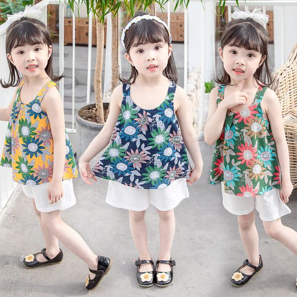2020 summer baby girls dress floral vest with shorts children's clothing wholesale, White
2020 summer baby girls dress floral vest with shorts children's clothing wholesale, White