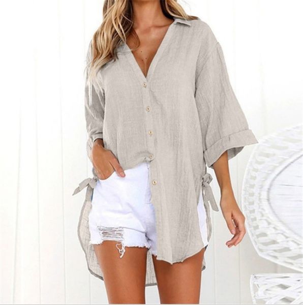 designer womens long sleeve shirt fashion irregular hem button v neck casual shirt ladies autumn, White
designer womens long sleeve shirt fashion irregular hem button v neck casual shirt ladies autumn, White