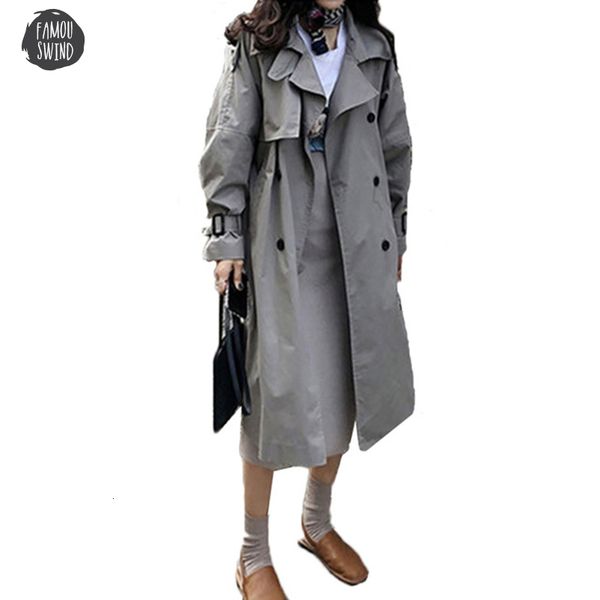 long trench mujer spring korean fashion double breasted mid coat autumn loose belt large size windbreak outwear, Tan;black
long trench mujer spring korean fashion double breasted mid coat autumn loose belt large size windbreak outwear, Tan;black