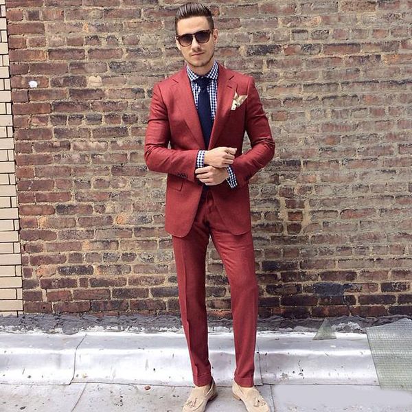 rust red custom made mens suit two pieces wedding tuxedos slim fit groom formal suits(jacket+pants), Black;gray
rust red custom made mens suit two pieces wedding tuxedos slim fit groom formal suits(jacket+pants), Black;gray