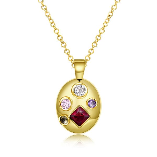 european and american fashion trend gold national style necklace color zircon inlaid oval pendant romantic female necklace, Silver
european and american fashion trend gold national style necklace color zircon inlaid oval pendant romantic female necklace, Silver