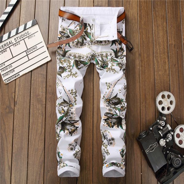 2019 new arrival men casual nightclub jeans mens graffiti printing white hip-hop fashion denim pants elastic slim fit trousers, Blue
2019 new arrival men casual nightclub jeans mens graffiti printing white hip-hop fashion denim pants elastic slim fit trousers, Blue