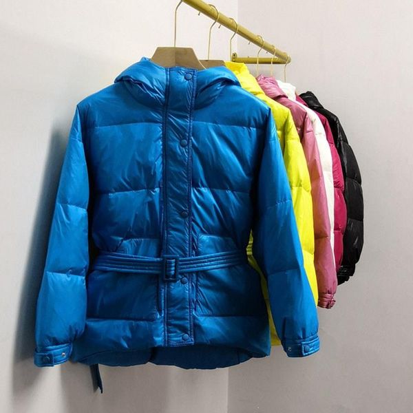 women hooded warm parkas adjustable waist white duck down winter coats zipper single breasted with belt solid thick jackets, Black
women hooded warm parkas adjustable waist white duck down winter coats zipper single breasted with belt solid thick jackets, Black
