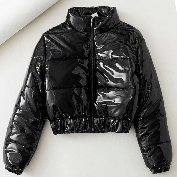 2020 women winter fashion coat shiny solid color collar temperament thickened cotton short waist simple slim soft jacket z266, Black
2020 women winter fashion coat shiny solid color collar temperament thickened cotton short waist simple slim soft jacket z266, Black