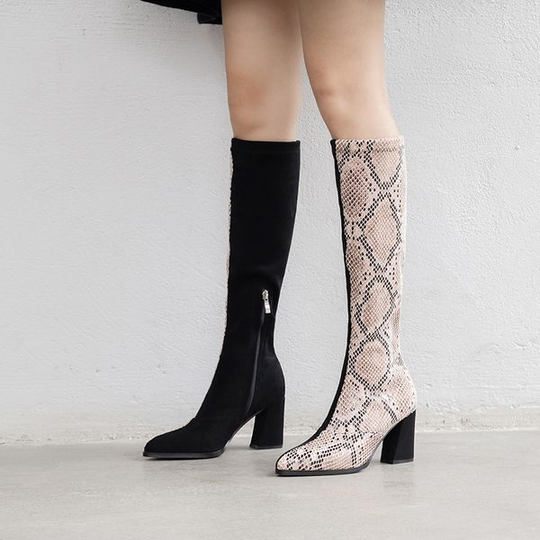 salu 2019 square heel autumn winter fashion knee high boots genuine leather boots round toe women shoes cow leather concise, Black
salu 2019 square heel autumn winter fashion knee high boots genuine leather boots round toe women shoes cow leather concise, Black