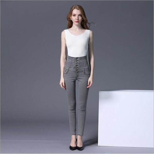 2019 summer new smoke gray high waist jeans female plus size 4xl corset pencil pants trousers women fashion casual cowboy pants, Blue
2019 summer new smoke gray high waist jeans female plus size 4xl corset pencil pants trousers women fashion casual cowboy pants, Blue
