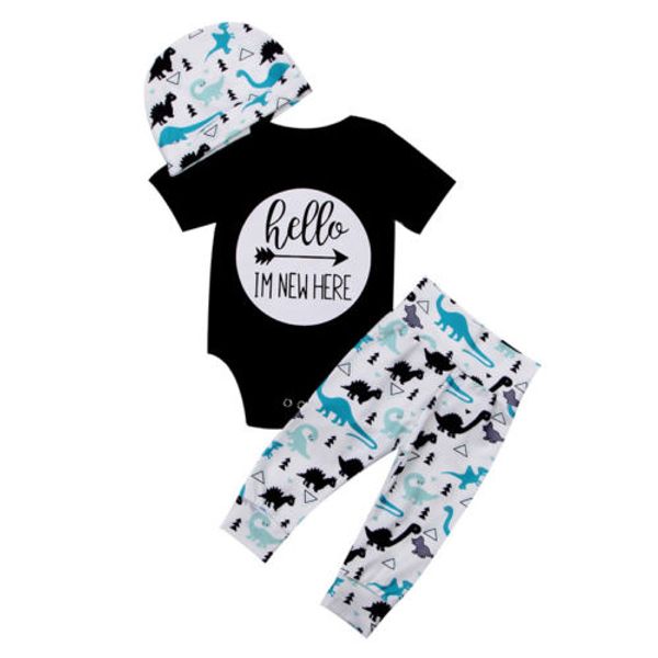 cotton toddler baby infant i' new here romper +dinosaur pants leggings outfits clothes set, White
cotton toddler baby infant i' new here romper +dinosaur pants leggings outfits clothes set, White