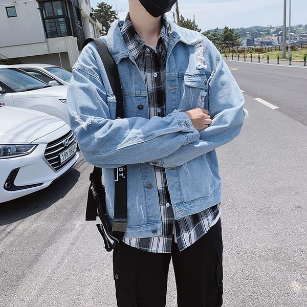 autumn new style teenager students casual denim jacket korean-style loose-fit handsome popular brand men with holes coat fashion, Black;brown
autumn new style teenager students casual denim jacket korean-style loose-fit handsome popular brand men with holes coat fashion, Black;brown