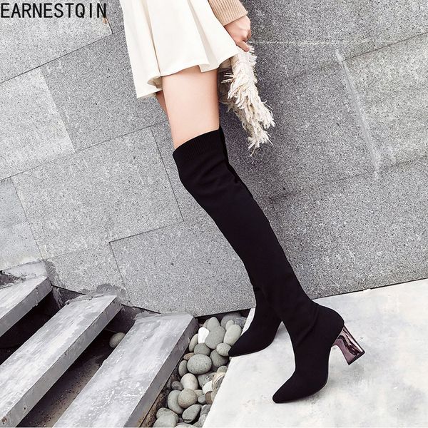 european early spring comfortable over the knee boots elastic high heel women boots, Black 
european early spring comfortable over the knee boots elastic high heel women boots, Black