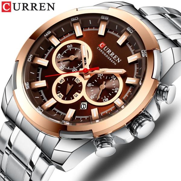stainless steel men's watch curren new sports watch chronograph and luminous pointers wristwatch fashion mens dress watches, Slivery;brown
stainless steel men's watch curren new sports watch chronograph and luminous pointers wristwatch fashion mens dress watches, Slivery;brown