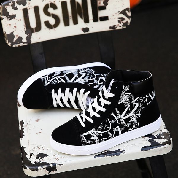 colorful canvas shoes men high sneakers graffiti mixed colors cool street shoes flat sapato masculino 2020, Black
colorful canvas shoes men high sneakers graffiti mixed colors cool street shoes flat sapato masculino 2020, Black