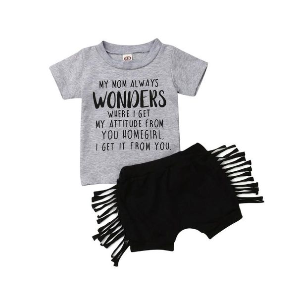 2020 baby summer clothing 6m-3y fashion toddler kids baby girls letter print t-shirt +tassel short pants 2pcs set outfits, White
2020 baby summer clothing 6m-3y fashion toddler kids baby girls letter print t-shirt +tassel short pants 2pcs set outfits, White
