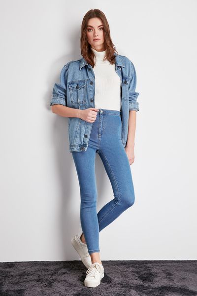 trendyol high waist jegging jeans twoss20je0105, Blue